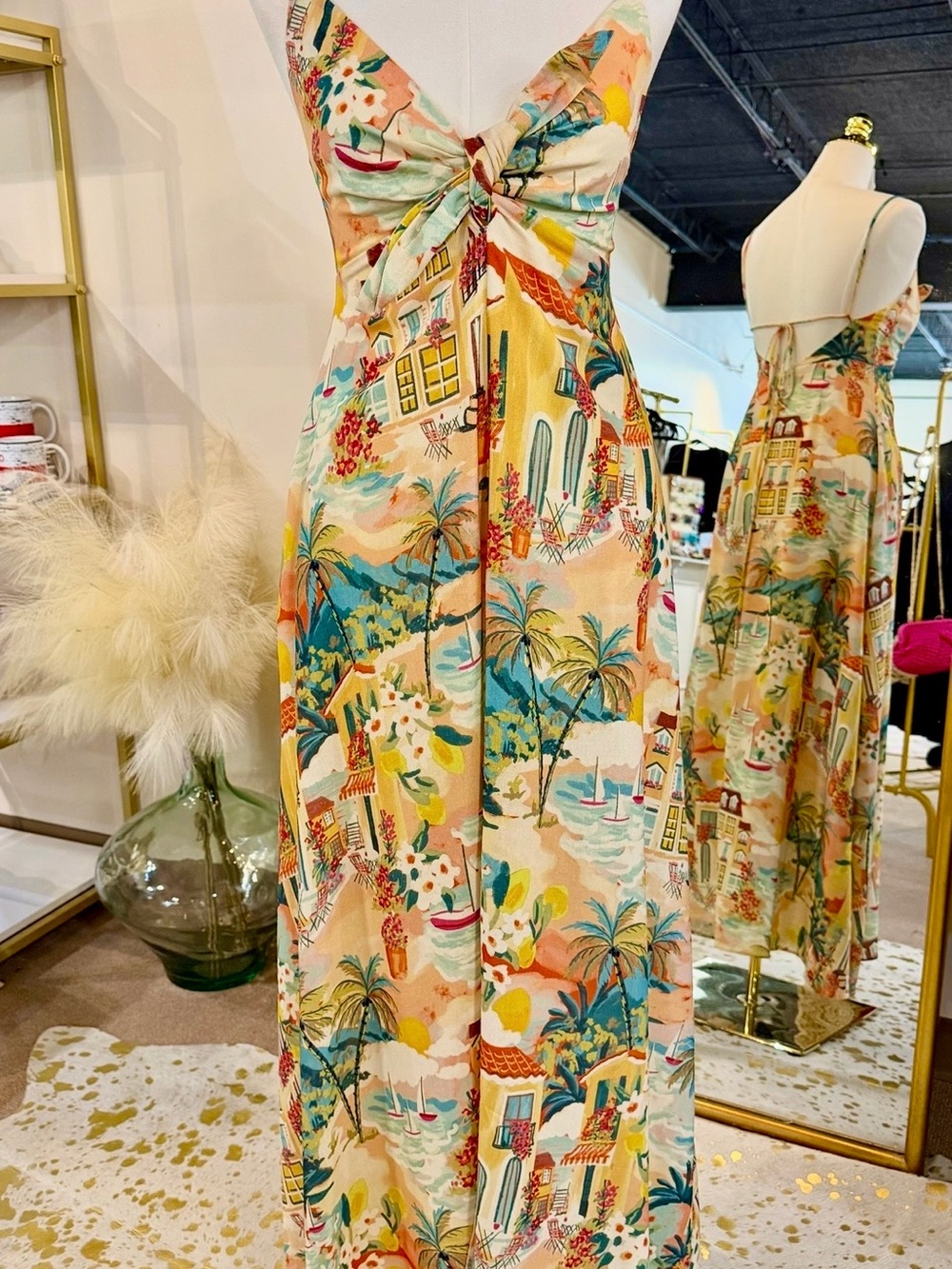 Women’s Tropical Print Maxi Dress - Sunset Island Sz: S